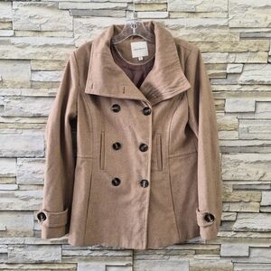 Thread & Supply Jacket Size M Camel Double Breasted Peacoat Winter Neutral Fall